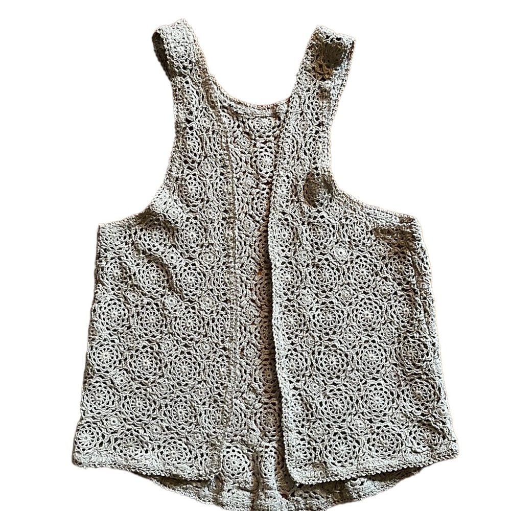 Sage green hand crocheted racerback vest